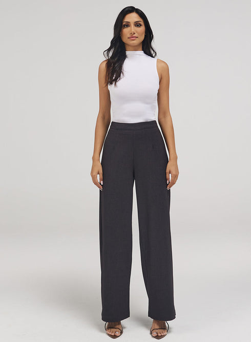 Flared Formal High Waist Pant- Dark Grey