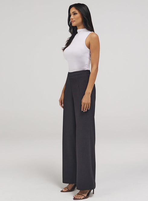 Flared Formal High Waist Pant- Dark Grey