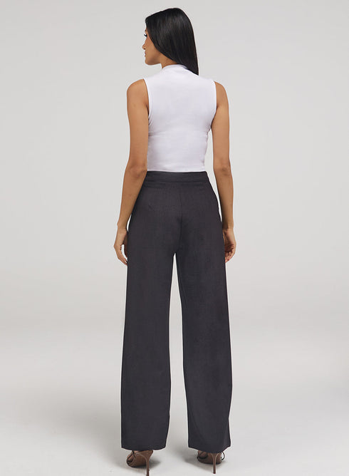 Flared Formal High Waist Pant- Dark Grey