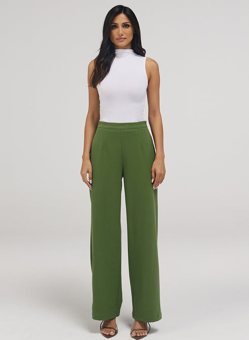 Flared Leg Formal Pants - Green