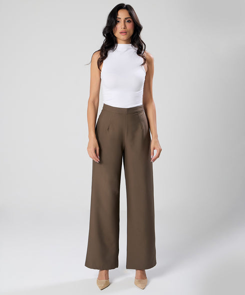 Flared Leg Formal Dark Khaki Pant
