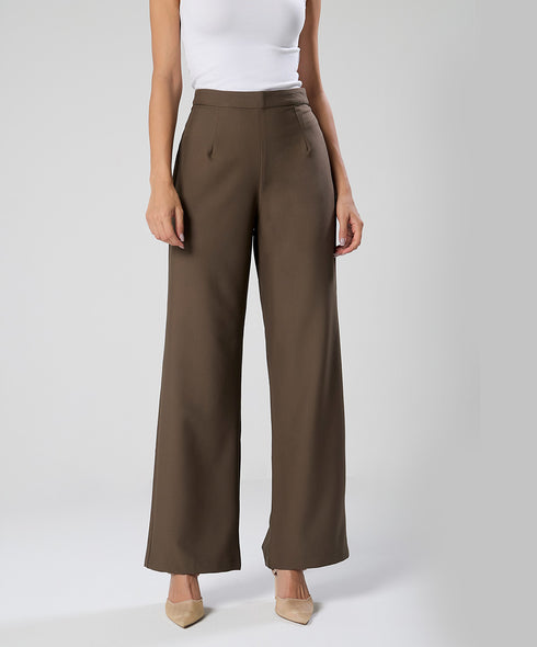 Flared Leg Formal Dark Khaki Pant