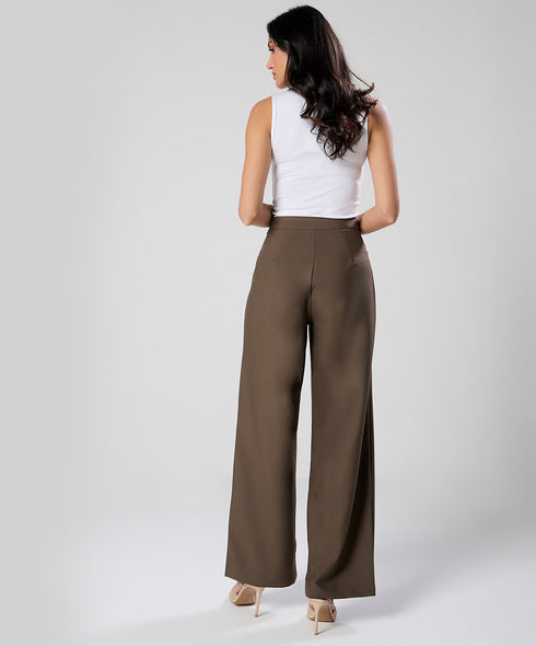Flared Leg Formal Dark Khaki Pant