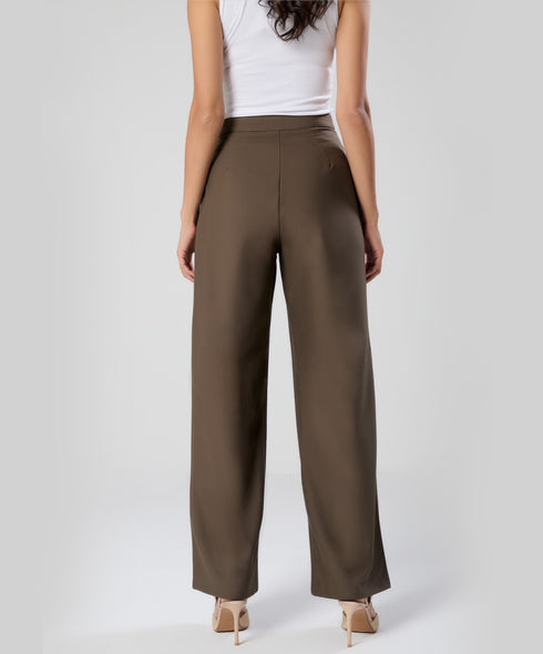 Flared Leg Formal Dark Khaki Pant