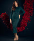 Long Sleeve Bodycon Green Midi Dress