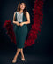 Trim Attached Green Ponte Dress