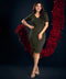 Vneck Half Sleeve Bodycon Olive Dress