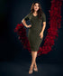 Vneck Half Sleeve Bodycon Olive Dress
