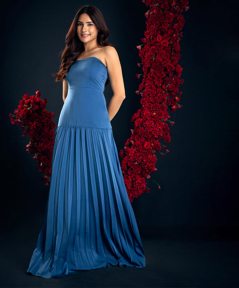 Pleated Tube Maxi Dress