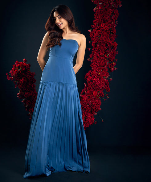 Pleated Tube Maxi Dress