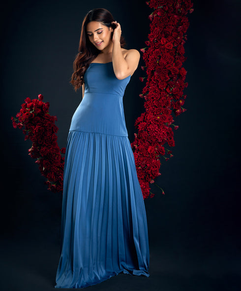 Pleated Tube Maxi Dress