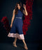Blue And Pink Contarst Midi Dress