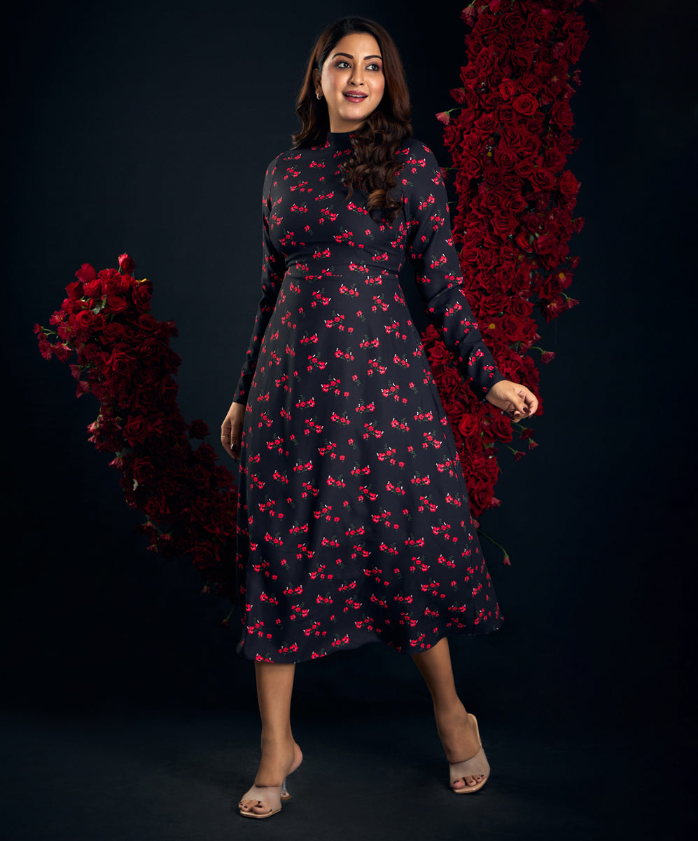 CHIFFON PRINTED WAIST DRESS main image 0
