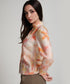Pintuck Detailed Shaded Orange Printed Top