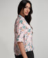 Large Collared Vneck Printed Pink Top