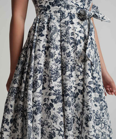 Vneck Printed Waist Tie Dress