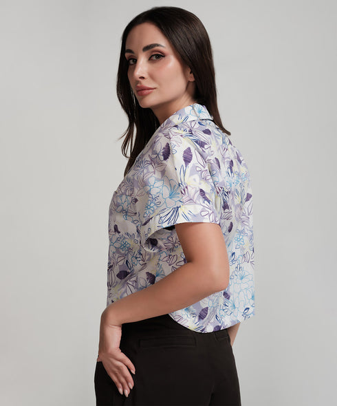 Crop Shirt With A Patch Pocket