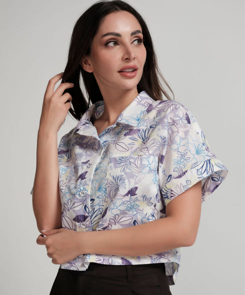 Crop Shirt With A Patch Pocket