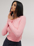 Rib Long Sleeve Top - Peach Pink