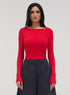 Rib Long Sleeve Top - Red