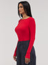 Rib Long Sleeve Top - Red