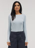 Rib Long Sleeve Top - Pale Blue