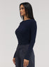 Rib Long Sleeve Top - Navy Blue