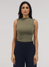 Rib Skinny Top - Khaki Green