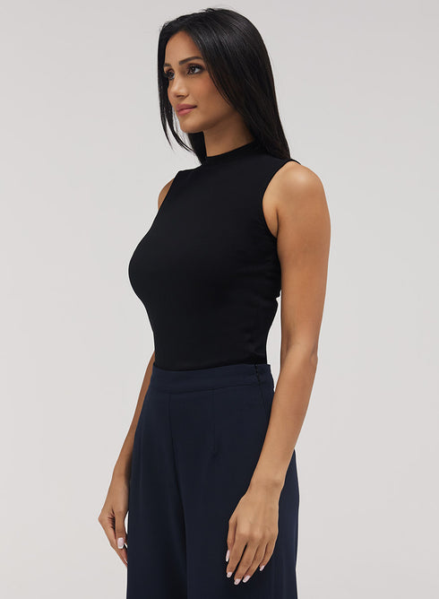 Rib Skinny Top - Black