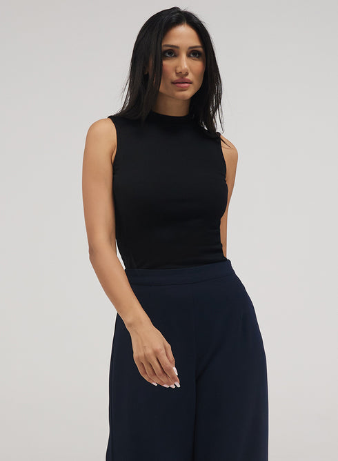 Rib Skinny Top - Black