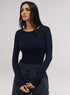 Rib Long Sleeve Top - Navy Blue