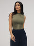 Rib Skinny Top - Khaki Green