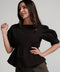 Detailed Line Peplum Black Top