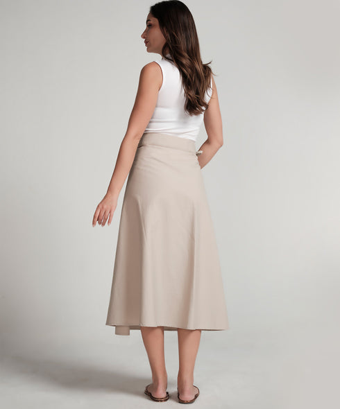 Wrap Cotton Skirt - Beige