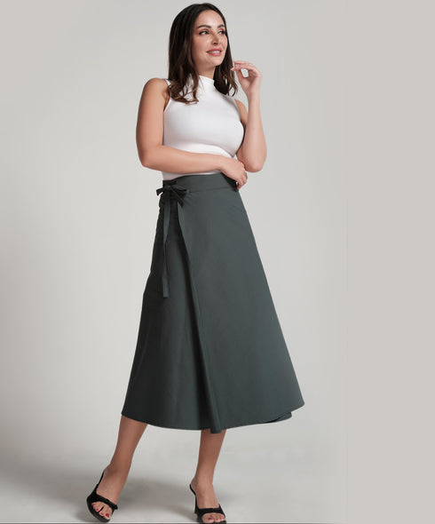 Wrap Cotton Skirt - Green