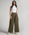Flared Comfy Side Pocket Green Pant