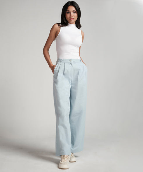 Flared Comfy Side Pocket Blue Pant