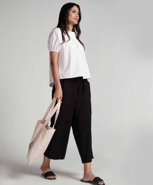 Black Side Pocket Elasticated Waist Pant