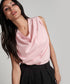 Pink Cowl Neck Top With Shoulder Pleats