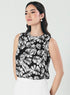 Sleeveless Printed Black & White Shirt