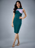 Wavy Contrast Bodycon Green Dress