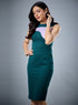 Wavy Contrast Bodycon Green Dress