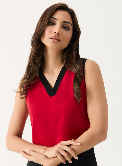 White Sleeveless Plain Chiffon Top