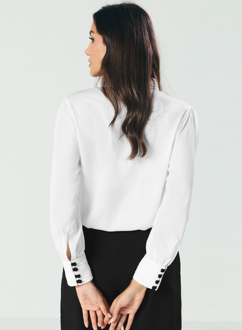 Long Sleeve Cuff Detailed Satin Top