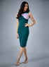 Wavy Contrast Bodycon Green Dress