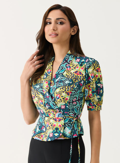 Peplum Crop Top with V Neck