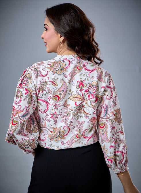 Paisley Printed Long Sleeve Top