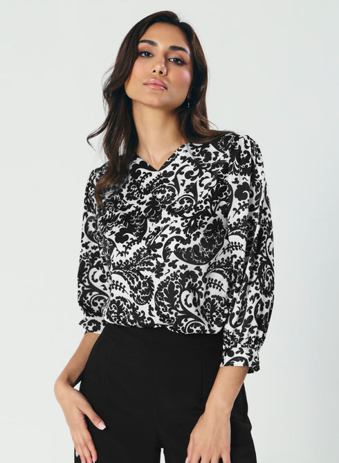 Front Neck Pleated Stylish Casual Top