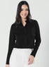Cuff Detailed Elegant Black Satin Shirt