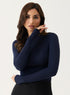 Long Sleeve Ponte Top - Navy Bue